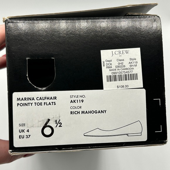 J.Crew Marina Calf Hair Pointy‎ Toe Flats Leopard Print Slip On Women's Size 6.5 - Picture 13 of 13